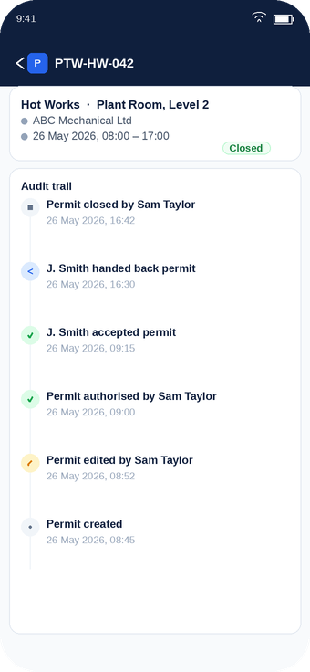 PermitDesk audit trail